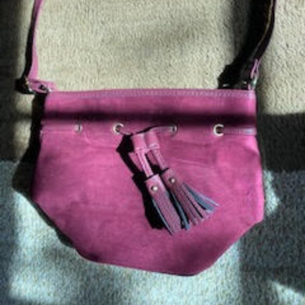Maroon Crossbody Tote with Tassel